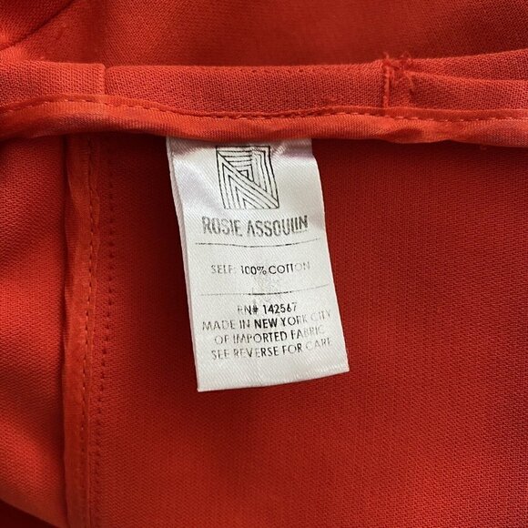 Rosie Assoulin High Neck Solid Red Crop Top Blouse Shirt Side Slit One Size - Picture 5 of 10